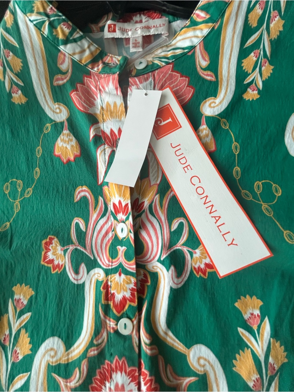 Jude Connally Mirabella Midi Dress Size L Green Floral Belted NWT - Picture 10 of 16